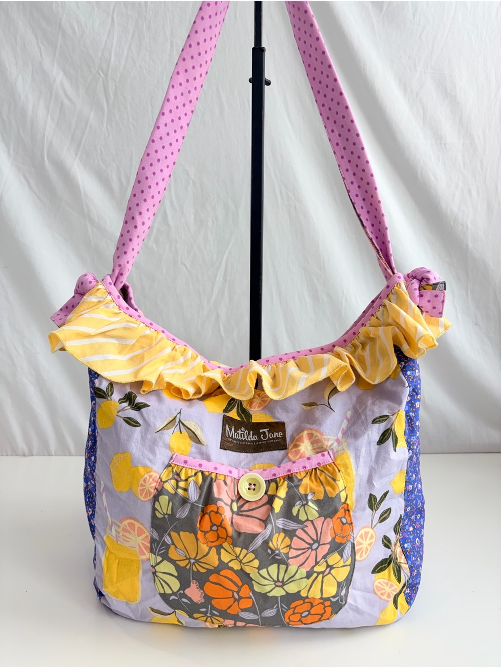 Matilda Jane Adventure Begins Lemon Zest Joey Cloth Shoulder Bag Yellow Pink